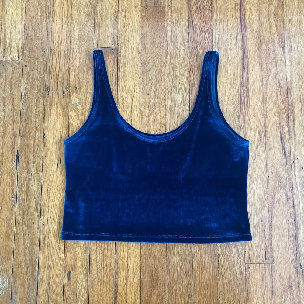 Sugarpuss Velvet Crop Top, Teal, Large
